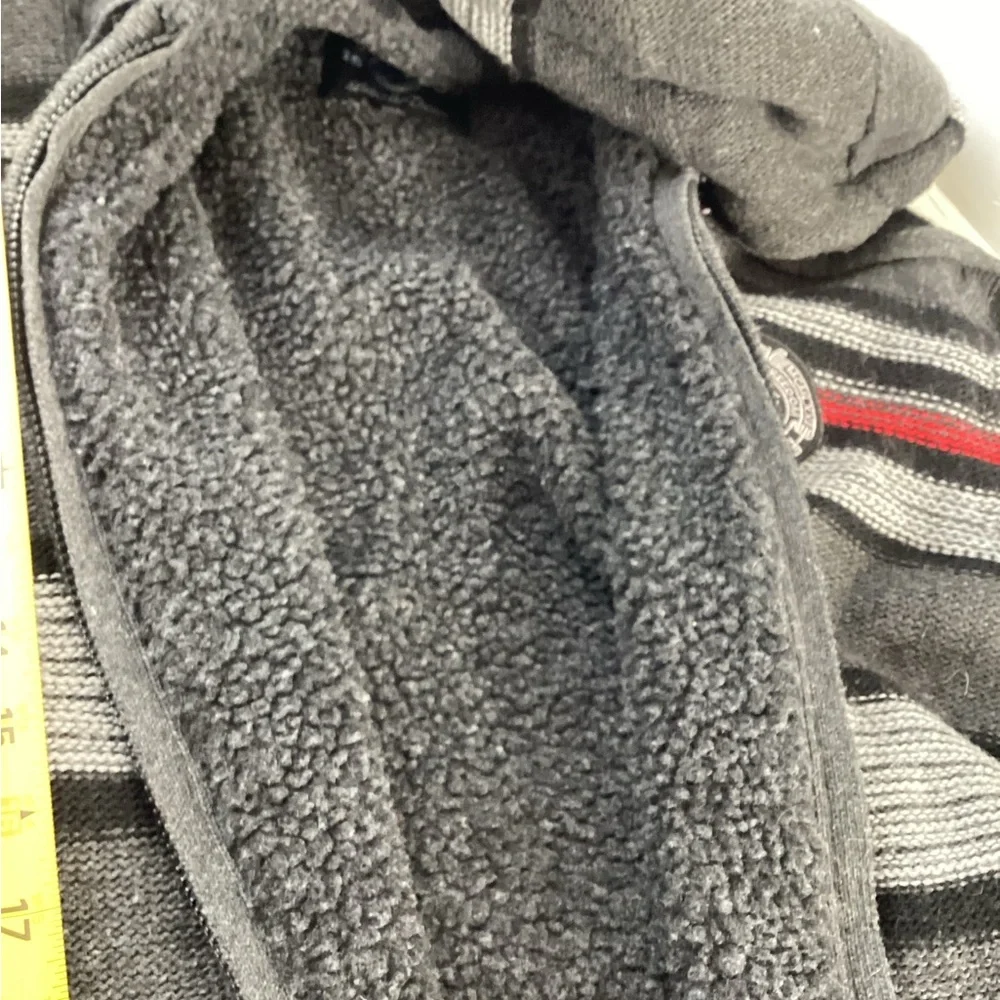 Buffalo David Bitton Men's Xl Sherpa Lined Zip Sweater Black/Grey/Red - Picture 10 of 10